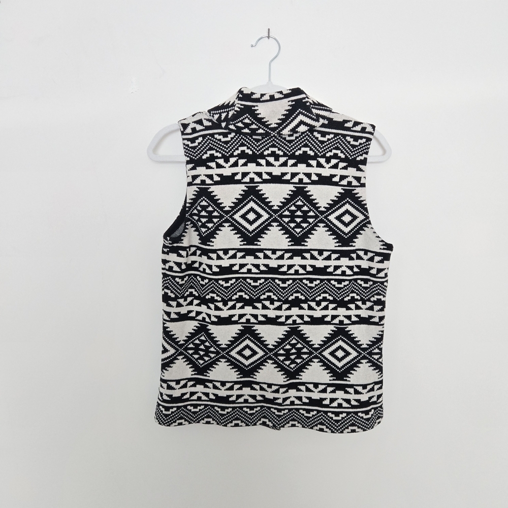 Chaps Black and White Aztec Western 100% Cotton Statement Vest Medium - Picture 5 of 5